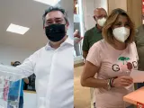 Combo de imágenes de Juan Espadas y Susana Díaz en las primarias del PSOE andaluz.