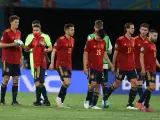 La selecci&oacute;n espa&ntilde;ola se retira a vestuarios tras el empate ante Polonia.