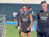 Lucas Vázquez y Luka Jovic, en el entrenamiento del Real Madrid