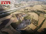 Un incendio en Vilafant (Girona) causado por una radial quema 2 hectáreas de cultivos