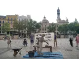 Vecinos de Benimaclet protestan ante el Ayuntamiento contra las vallas de Metrovacesa: "¡Horta lliure!"