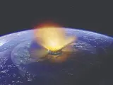 Ilustración del impacto de un gran asteroide contra la Tierra.