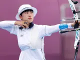An San, triple campeona olímpica de tiro con arco en Tokio 2020.