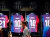 La camiseta de Messi en la tienda del Barça