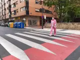 Inauguración del nuevo paso peatonal en la calle Villamediana en el Día Mundial del Peatón