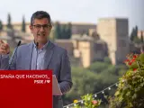 El ministro de la Presidencia, Relaciones con las Cortes y Memoria Democrática, Félix Bolaños, durante su intervención el acto de homenaje a Federico García Lorca en La Chumbera, en Granada.