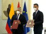 Firma de acuerdos entre Sánchez e Iván Duque