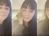 Capturas del vídeo de la cantante Aitana llorando por suspender un concierto.