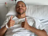 Martin Braithwaite, en el hospital tras su operación de rodilla