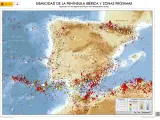 Mapa de la sismicidad en España y zonas próximas.
