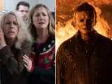 Dos imágenes, a la derecha con Jamie Lee Curtis, de 'Halloween Kills'