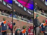 Secuencia de fotos del incidente de Donald Trump con una bola de béisbol.