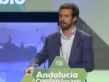 Pablo Casado, durante su intervención en la clausura del congreso del PP de Andalucía.
