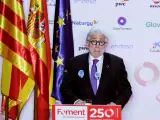 El presidente de Foment del Treball, Josep Sánchez Llibre, interviene en el acto de celebración del 250 aniversario de Foment del Treball y la entrega de los XIV Premios Carles Ferrer Salat hoy lunes en Barcelona.