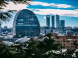 Vista Bokeh del horizonte de Madrid