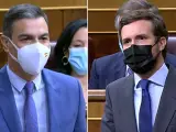 Sanchéz y Casado, durante la sesión de control en el Congreso de los Diputados.