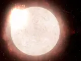 La interpretación de un artista de una estrella supergigante roja en transición a una supernova de Tipo II,