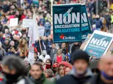 Manifestación contra las restricciones en Bruselas.