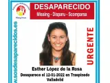 Cartel con la fotografía y datos de la joven desaparecida en Traspinedo.