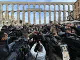 La presidenta de la Comunidad de Madrid, Isabel Díaz Ayuso, en Segovia.