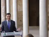 El presidente del Gobierno andaluz, Juanma Moreno, en Málaga. EUROPA PRESS/ALEX ZEA 16/2/2022