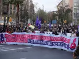La cabecera de la manifestación del 8-m en Barcelona.