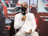 Lewis Hamilton, en rueda de prensa