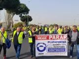 Transportistas cortan la Ronda Litoral de Barcelona por cuarto día laborable seguido