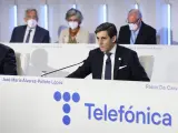 El presidente de Telefónica, José María Álvarez-Pallete, durante la Junta de Accionistas 2022.