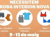 Cartel de la campaña de recogida de ropa interior de la Oficina del Parlamento Europeo en Barcelona y Arrels Fundació OFICINA DEL PARLAMENTO EUROPEO EN BARCELONA 05/4/2022
