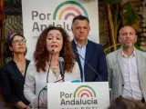 La candidata de Por Andalucía, Inma Nieto, presentando este miércoles la alianza.