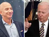 El fundador de Amazon, Jeff Bezos, y el presidente de EE.UU. Joe Biden
