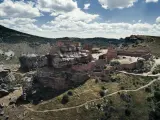 Peracense, Spain July 16th of 2018 The fortress of Peracense is a castle build in the XII century that was a defensive strategic point in Sierra Menera mountains. Nowadays it can be visited and is considered a monument of national interest.