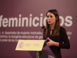 La ministra de Igualdad, Irene Montero, comparece en una rueda de prensa para hacer balance de 2021, en el Ministerio de Igualdad, a 20 de diciembre de 2021, en Madrid, (España)