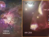 Vista de HH204, un objeto Herbig-Haro en la Nebulosa de Orión.