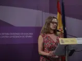 La delegada del Gobierno contra la Violencia de Género, Victoria Rosell, durante la rueda de prensa para dar a conocer los datos del mes de mayo del 016 y analizar la situación de la violencia machista en España.