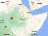 Localización de Gambela, en Etiopía.