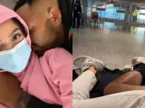 Kyrgios y su novia en el aeropuerto