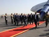 El presidente ruso, Vladimir Putin (centro), a su llegada al aeropuerto de Teherán, en Irán, el pasado 19 de julio.