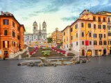 Piazza de Spagna in Rome, italy. Spanish steps in the morning. Rome architecture and landmark.