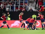 Las jugadoras de la selección española celebra uno de los tantos ante Estados Unidos
