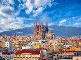 Church of La Sagrada Familia from Antoni Gaudi. Barcelona. Spain