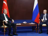 Putin y Erdogan, reunidos en Kazajistán.