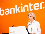 La consejera delegada de Bankinter, María Dolores Dancausa, durante la presentación de resultados.