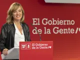 Pilar Alegría, ministra de Educación y portavoz del PSOE, este lunes en Ferraz.