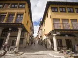 Main square or plaza mayor in Tordesillas monumental town in Castile Leon Spain