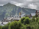 Ta&uuml;ll, Spain - July 26, 2013: the village at the entrance of A&iuml;ges Tortes National Park in the Catalan Pyrenee mountains, famous for its romanesque churches.
