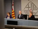 Ballarín, Collboni y Martí durante la rueda de prensa de esta mañana.
