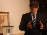 Carles Puigdemont en la comparecencia de este jueves.