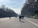 Personas paseando por una de las vías principales del parque de El Retiro